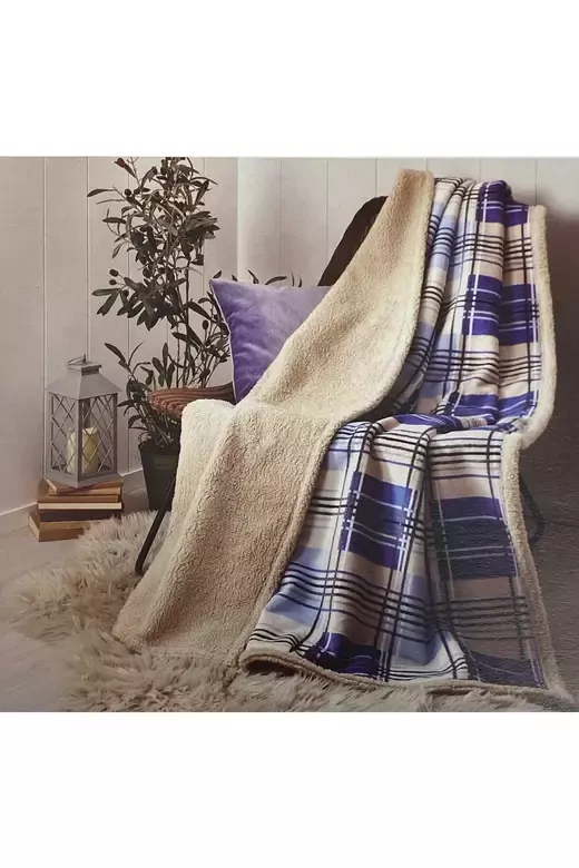 ÖZDİLEK PLAİD SHERPA LACİVERT 150X220 TK BATTANİYE