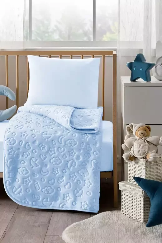 ÖZDİLEK BEBE EMBOS BATTANİYE 100X120 MAVİ