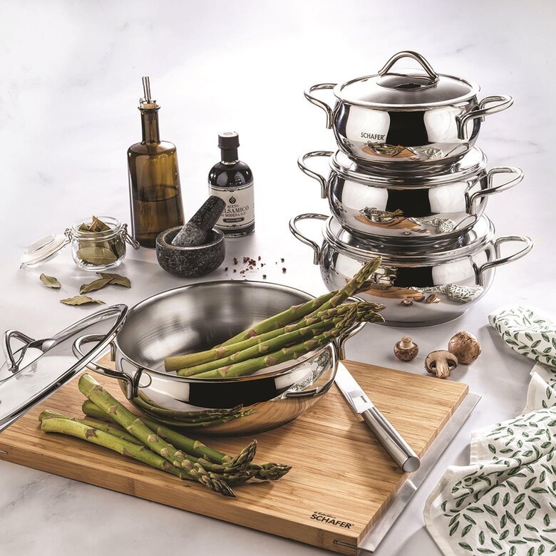 SCHAFER COOKHAUS ÇELİK TENCERE SET 8 PRÇ İNOX