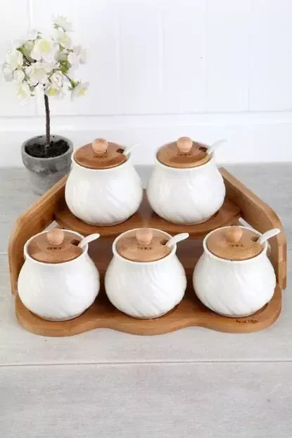 ACAR 10880 PORSELEN BAMBU STANDLI 5Lİ BAHARAT TKM