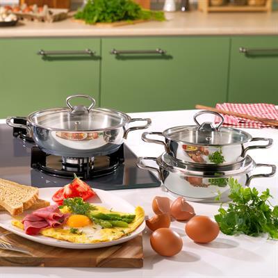 SCHAFER COOKHAUS ÇELİK SAHAN SET 6 PRÇ GÜMÜŞ