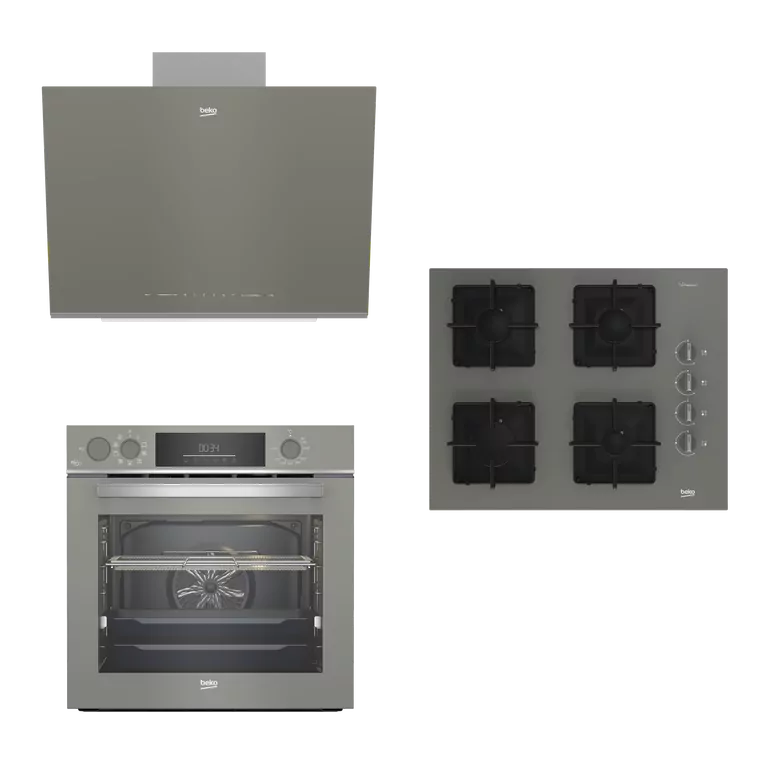 BEKO BUHAR DESTEKLİ FİTFRY MANHATTAN GRİ ANKASTRE SETİ