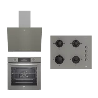 BEKO MANHATTAN GRİ BUHAR DESTEKLİ CAM ANKASTRE SET