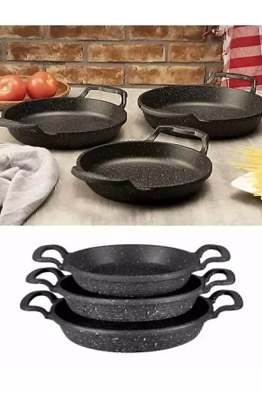 POLENTA 3 LÜ DÖKÜM GRANİT SAHAN TAVA