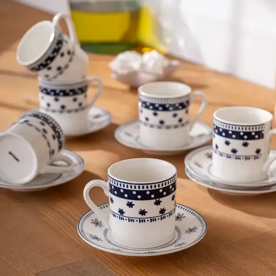 EMSAN ETHNİC MİX NEW BONE 6 KİŞİLİK MAVİ FİNCAN TKM