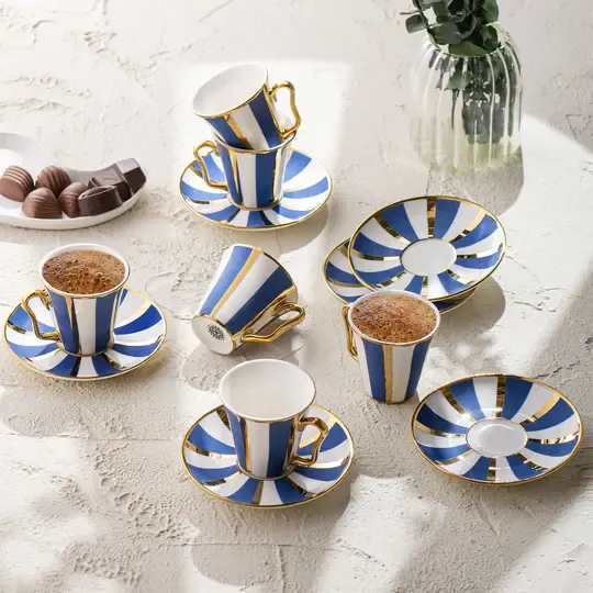 EMSAN İSTANBUL PORSELEN DORA 6LI KAHVE MAVİ