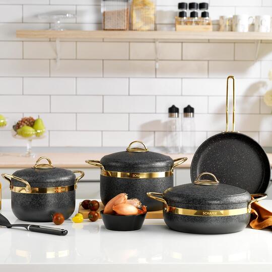SCHAFER GOLDİE TENCERE SETİ 7 PARÇA SİYAH