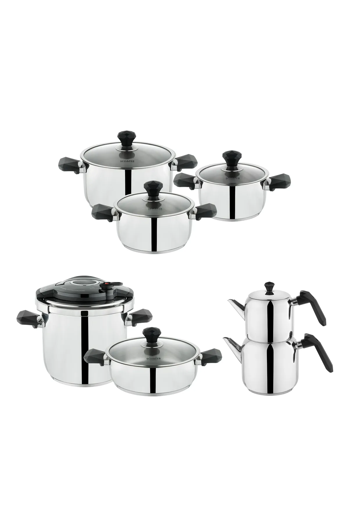 SCHAFER ATLAS ÇELİK ÇEYİZ SETİ 14 PRÇ SİYAH