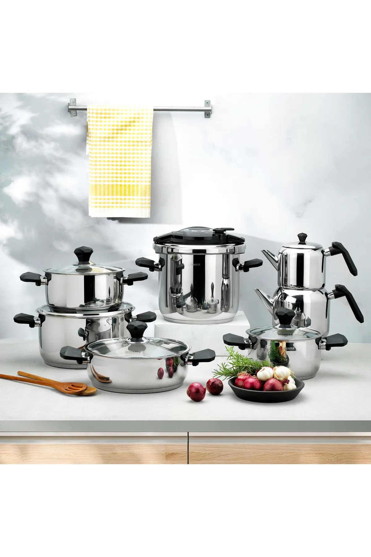 SCHAFER ATLAS ÇELİK ÇEYİZ SETİ 14 PRÇ SİYAH