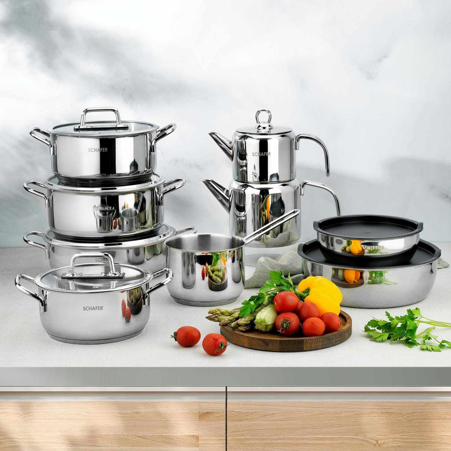 SCHAFER GRANDE MİA ÇELİK ÇEYİZ SETİ 16 PRÇ İNOX