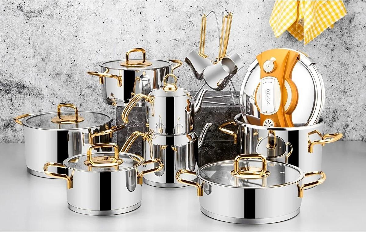 ÖZLİFE CEY-420 ENZA 18 PRÇ ÇYZ SETİ SADE GOLD KULP