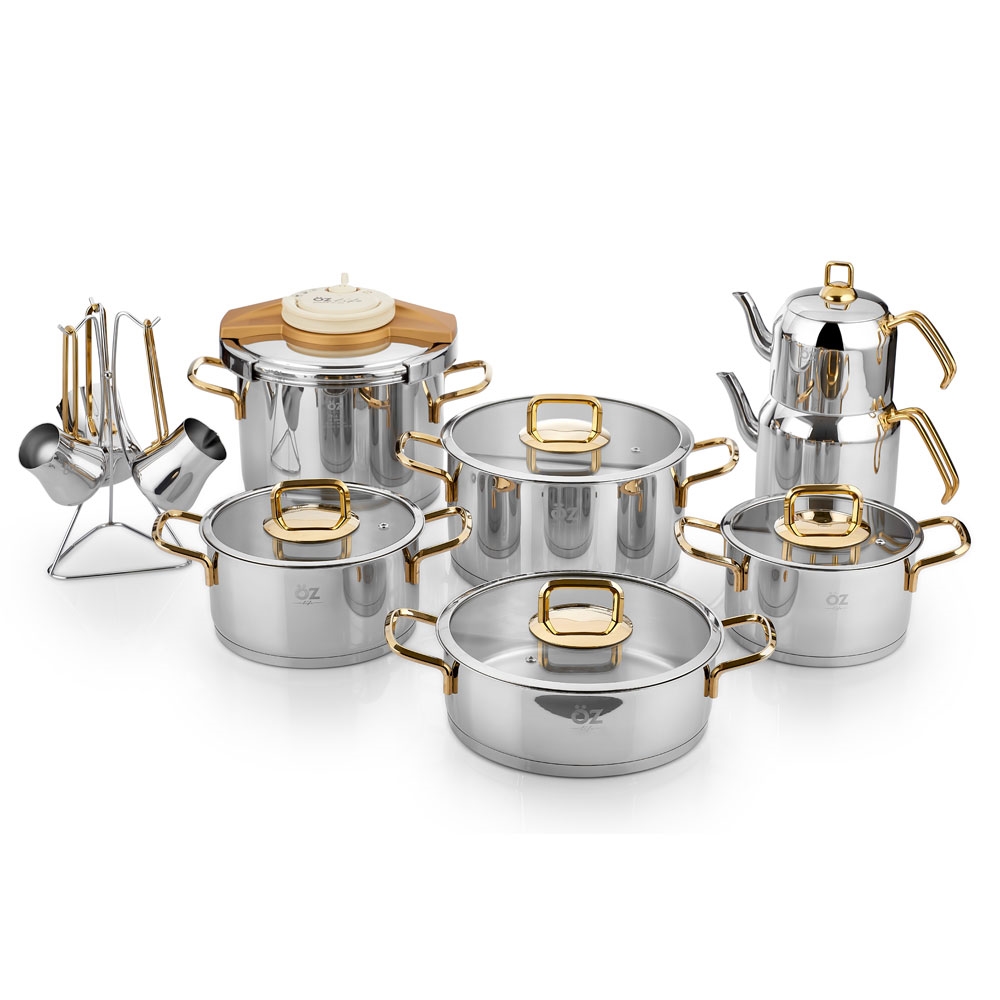ÖZLİFE CEY-420 ENZA 18 PRÇ ÇYZ SETİ SADE GOLD KULP