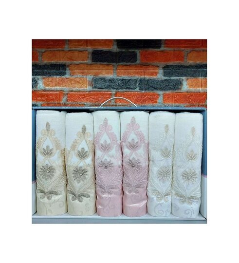 LÖKÇE POLOLİFE 6 LI PAMUKLU 3 D EL İŞİ HAVLU