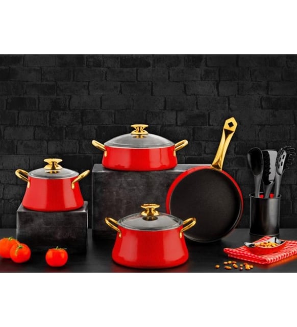 ÖZLİFE GS-6047 LOTUS 7 PRÇ GRANİT SET KIRMIZI