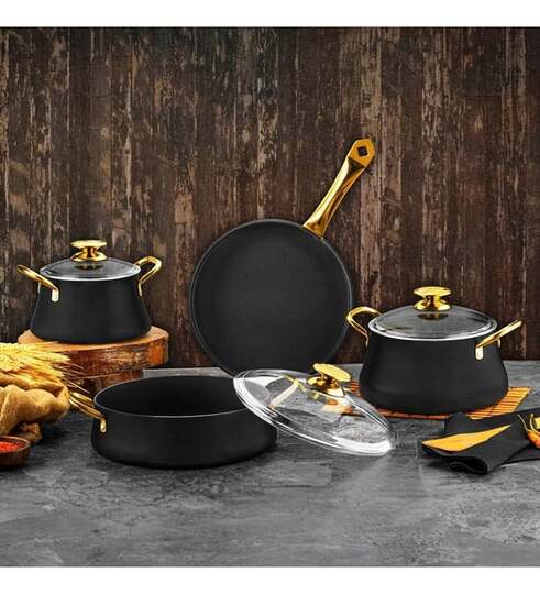 ÖZLİFE GS-6048 LOTUS 7 PRÇ GRANİT SET SİYAH