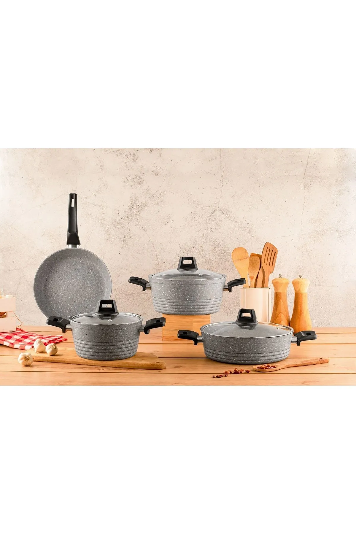 ÖZLİFE GS-6126 FULYA 7 PARÇA GRANİT SET GRİ