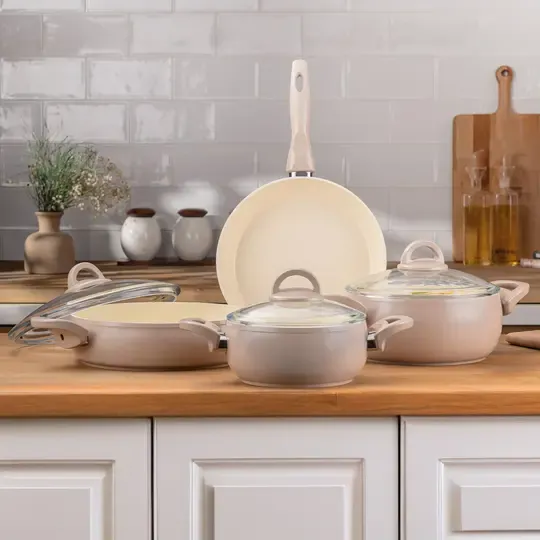 EMSAN CRYSTAL TENCERE SETİ 7PRÇ ROSE