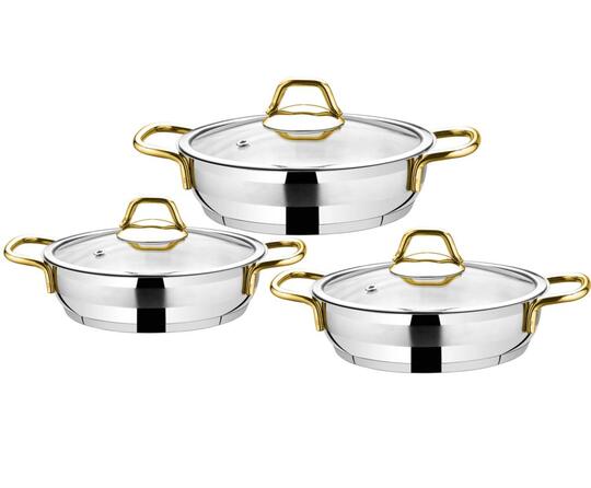 ÖZLİFE GU-521 ADA 3LÜ OMLET SET SADE GOLD