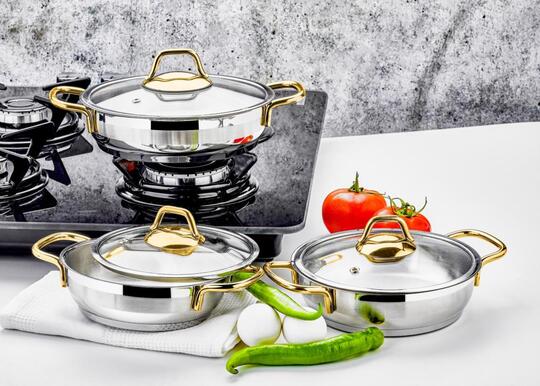ÖZLİFE GU-521 ADA 3LÜ OMLET SET SADE GOLD