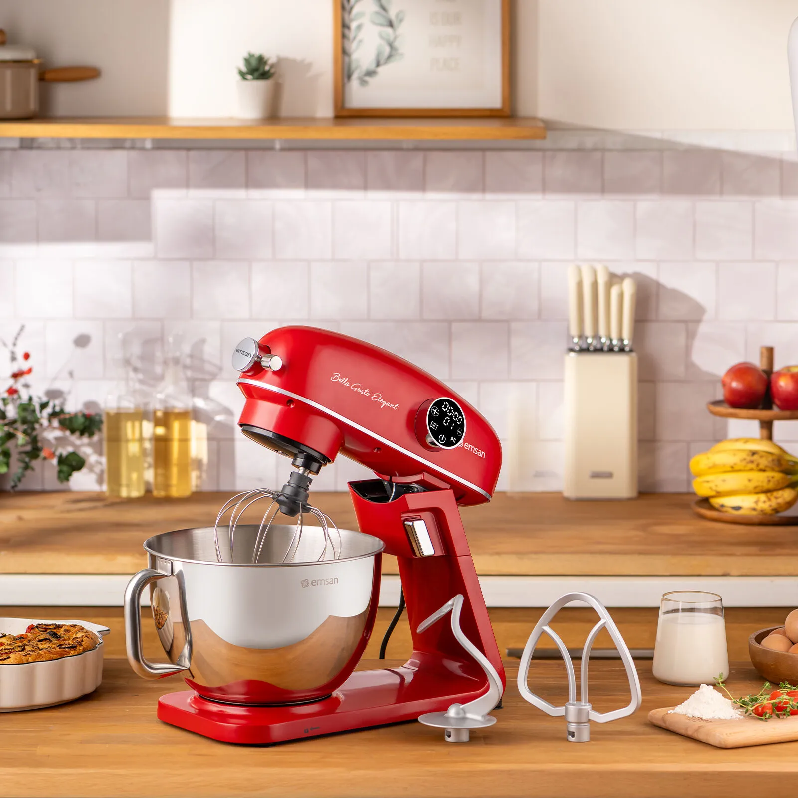 EMSAN BELLA GUSTO ELEGANT STAND MİKSER KIRMIZI