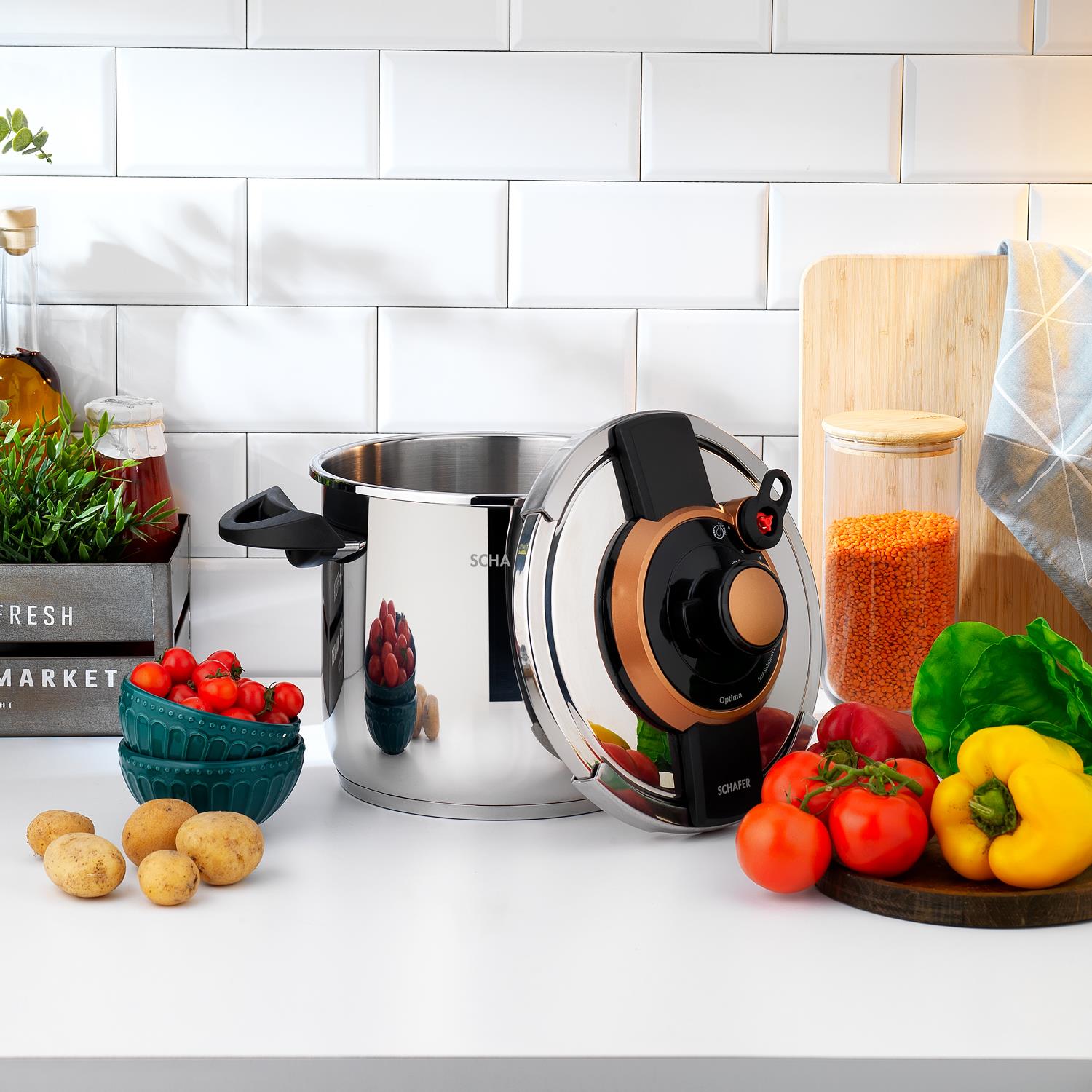 SCHAFER OPTİMA DÜDÜKLÜ TENCERE 9 LT SİYAH BAKIR