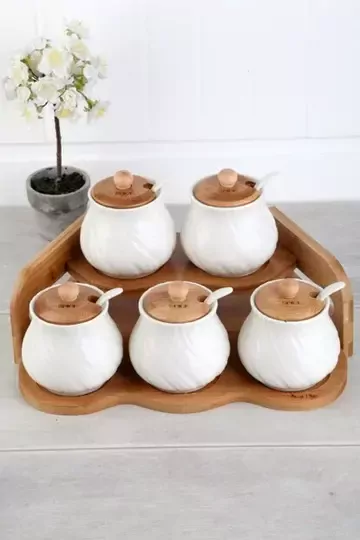 ACAR 10880 PORSELEN BAMBU STANDLI 5Lİ BAHARAT TKM