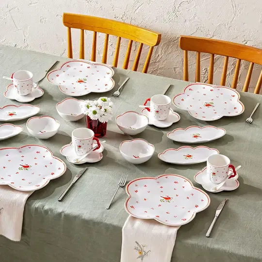 EMSAN MYNA PORSELEN 32 PRÇ KAHVALTI TKM KIRMIZI