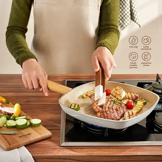 EMSAN SWİSS CRYSTAL KARE TAVA BEJ