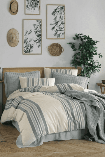 ELART NATUREL STYLE TK  NEVRESİMLİ YATAK SETİ GRİ