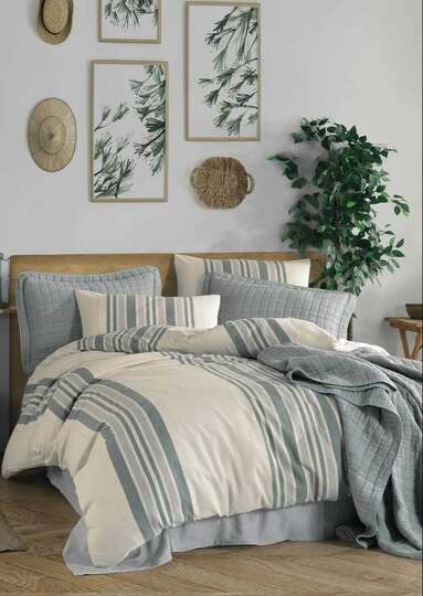 ELART NATUREL STYLE ÇİFT K. YEŞİL NEVRESİMLİ YATAK SETİ