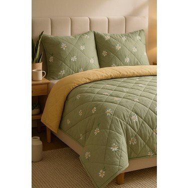 LÖKÇE PAPATYA YATAK ÖRTÜSÜ ÇİFT