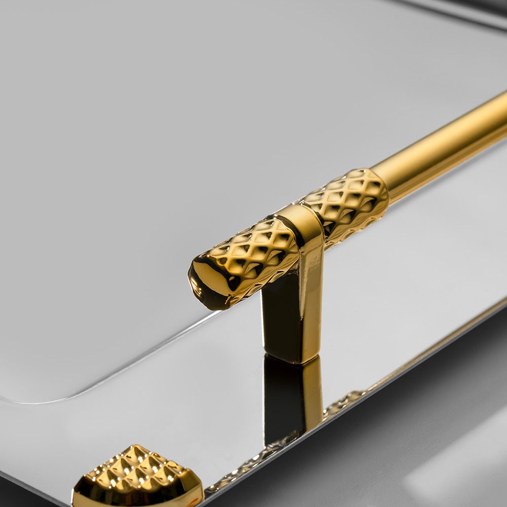 NEHİR PARİS AYAKLI ALTIN SATEN ÇAY TEPSİ