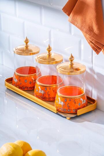 ACAR 7317 PASSİFOLİA 4LÜ CAM TEPSİLİ BAHARAT TKM