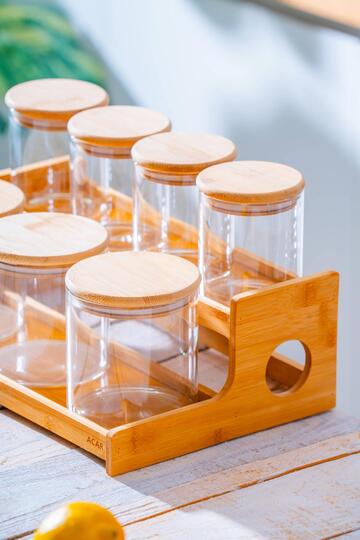 ACAR 7588 MALIBU 7Lİ BAMBU STANDLI BAHARATLIK