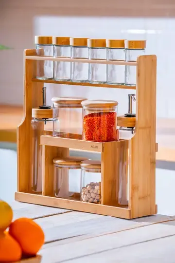 ACAR 7589 MALIBU 12Lİ BAMBU STANDLI BAHARATLIK