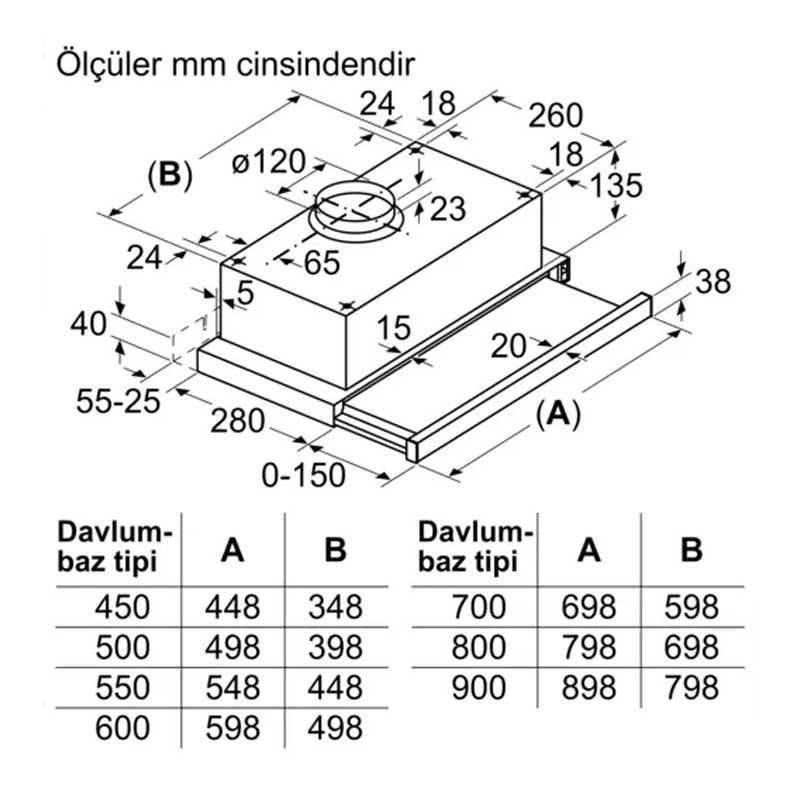 BOSCH DFT63CA61T SÜRGÜLÜ ASPİRATÖR