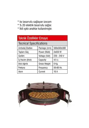 YILDIZ TEK TEPSİLİ TERMOSTATLI DAVUL FIRIN