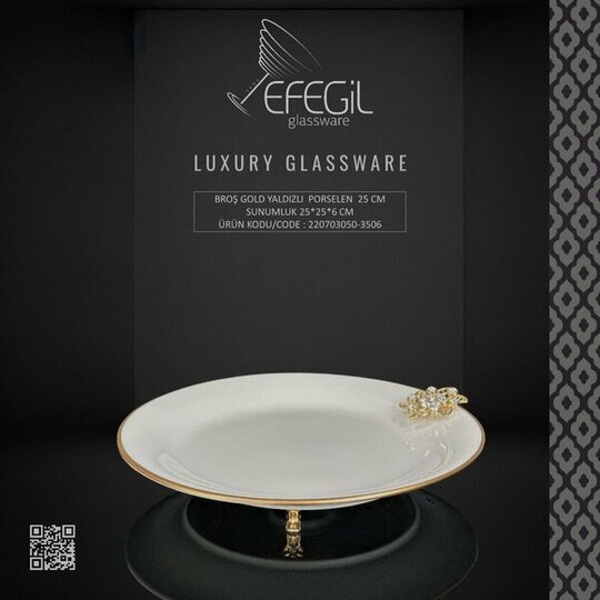 EFEGİL 3506 BROŞ GOLD YALDIZLI PORSELEN 25 CM SUNUMLUK