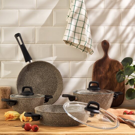 EMSAN MYRA 7 PRÇ TENCERE SET GRİ