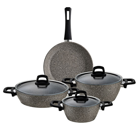 EMSAN MYRA 7 PRÇ TENCERE SET GRİ