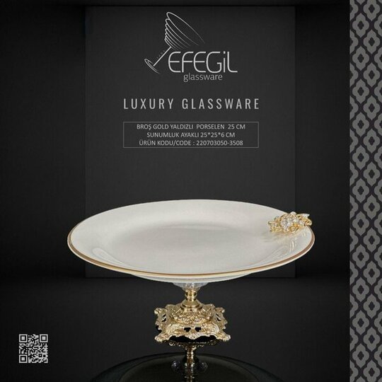 EFEGİL 3508 BROŞ GOLD YALDIZLI PORSELEN 25 CM SUNUMLUK