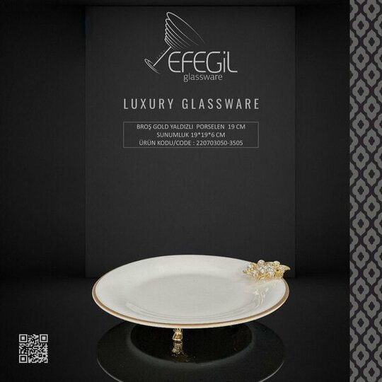 EFEGİL 3505 BROŞ GOLD YALDIZLI PORSELEN 19 CM SUNUMLUK