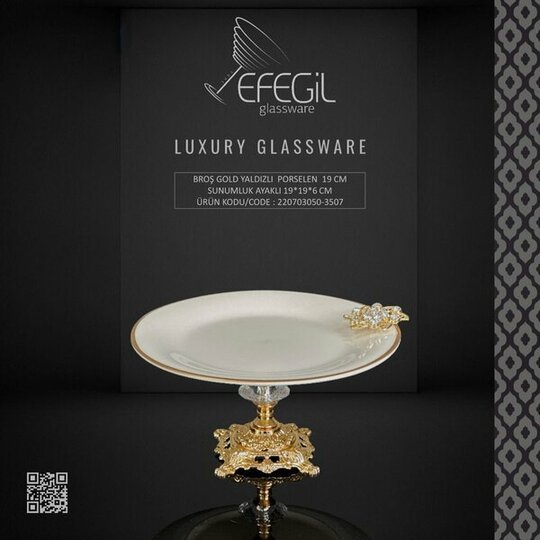 EFEGİL 3507 BROŞ GOLD YALDIZLI PORSELEN 19 CM SUNUMLUK
