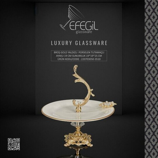 EFEGİL 3510 BROŞ GOLD YALDIZLI PORSELEN TUTAMAÇLI SUNUMLUK