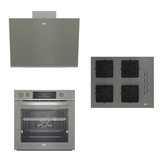 BEKO BUHAR DESTEKLİ FİTFRY MANHATTAN GRİ ANKASTRE SETİ