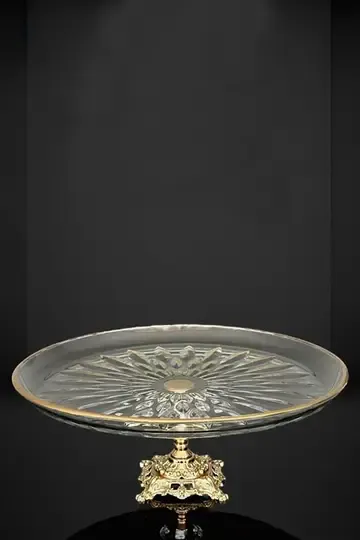 EFEGİL 3611 ANTİK KRİSTAL GOLD CAM KEK SERVİS STANDI
