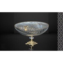 EFEGİL 3613 ANTİK KRİSTAL GOLD CAM BÜYÜK KAYIK AYAKLI SUNUMLUK