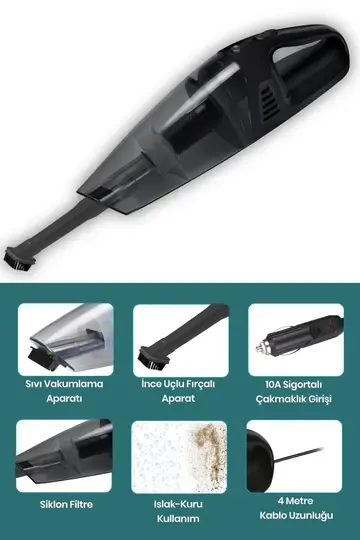 GOLDMASTER AUTOMAX GM7554 ARAÇ TİPİ EL SÜPÜRGE SİYAH