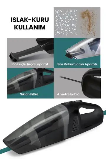 GOLDMASTER AUTOMAX GM7554 ARAÇ TİPİ EL SÜPÜRGE SİYAH