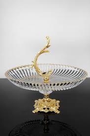 EFEGİL 3616 ANTİK KRİSTAL GOLD CAM OVAL BÜYÜK SUNUMLUK